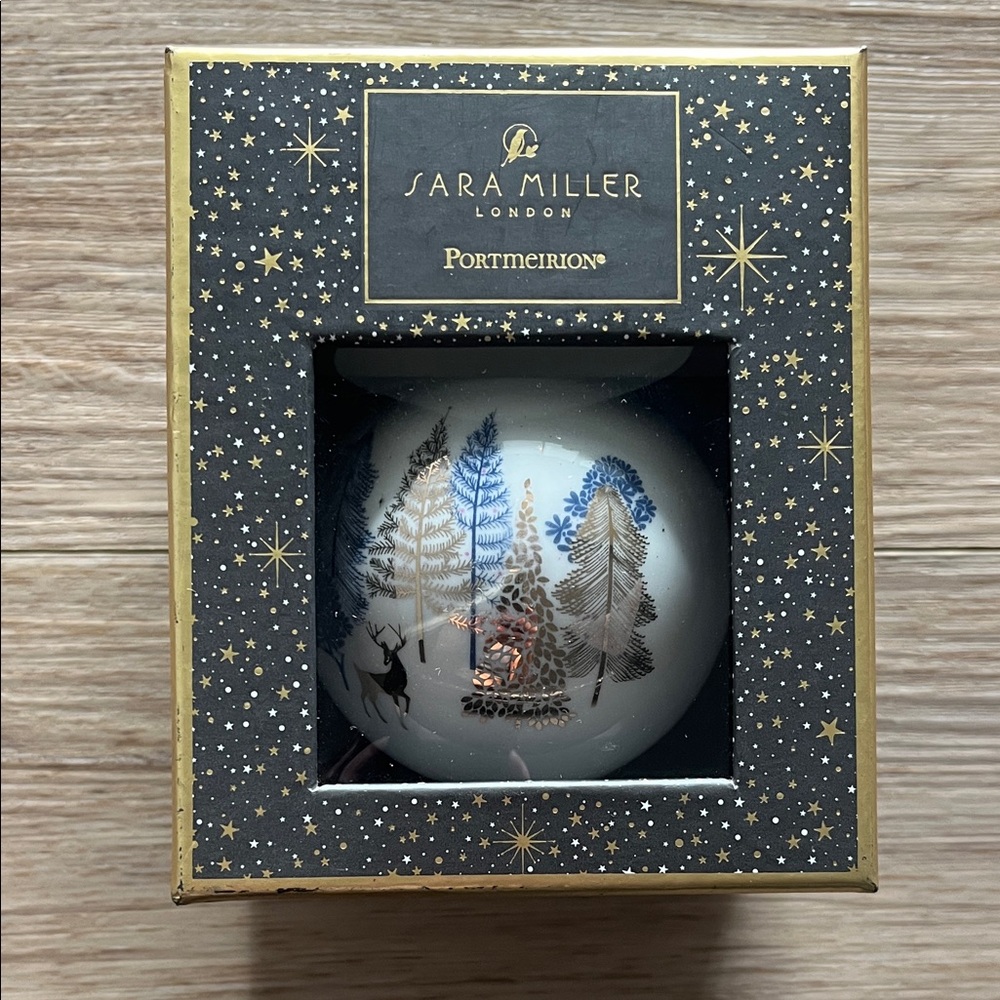 Portmeirion and Sara Miller London Holiday Ornament - Blue and Gold Ceramic